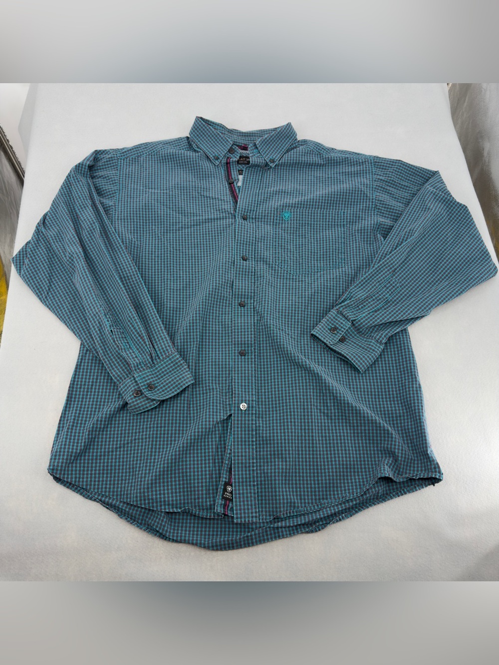 Ariat Pro Series Teal Plaid Button Down Long Sleeve XL